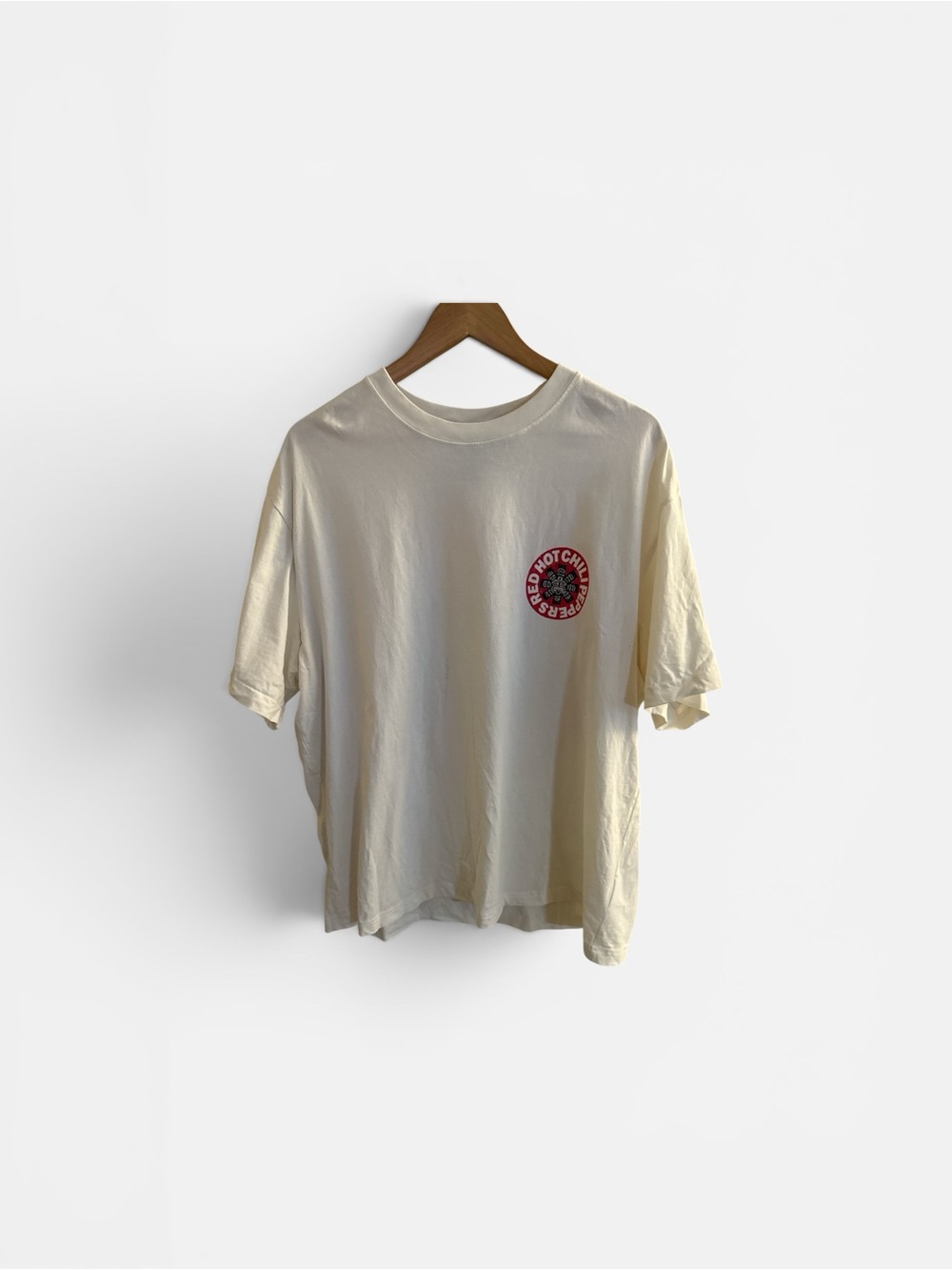 H&M Cream Short Sleeve Tee with Red Chest Patch